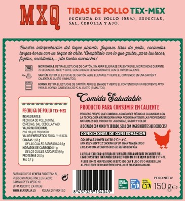 Panel posterior de Pollo Tex-Mex